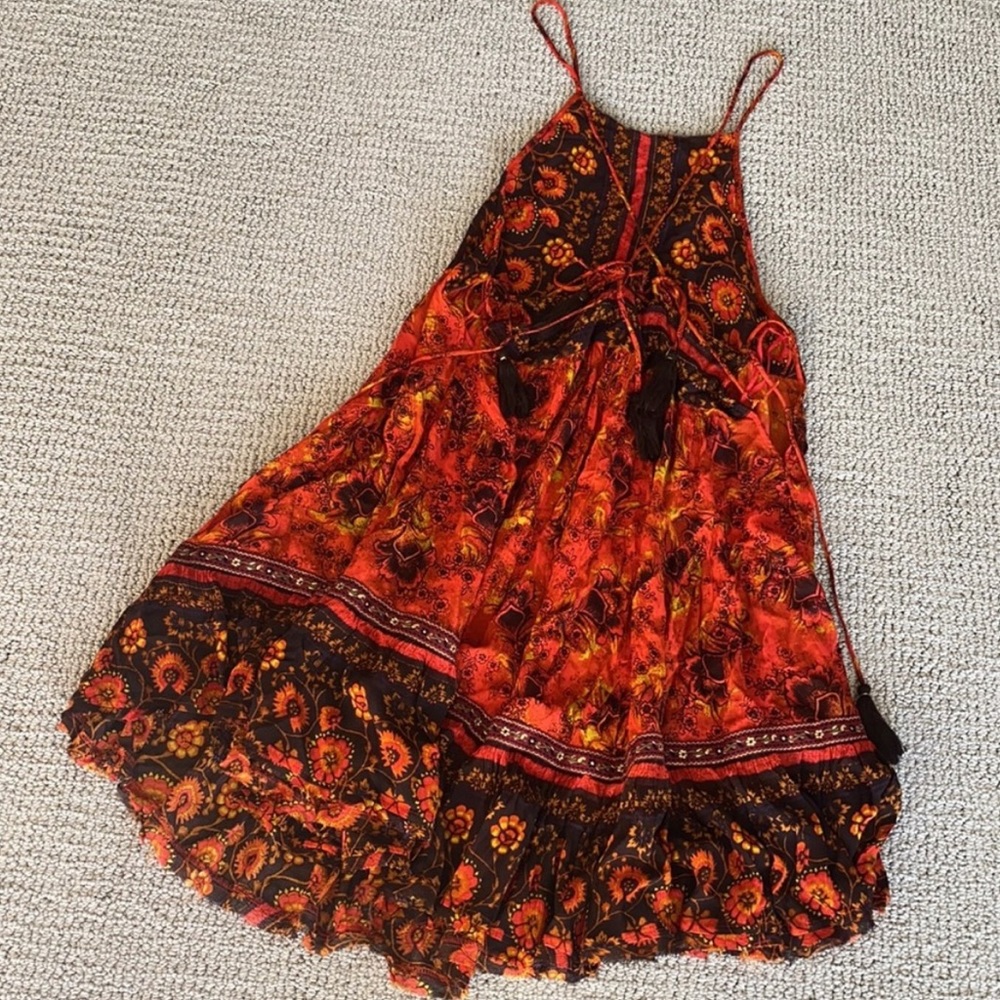 Free People Orange Tassel Dress